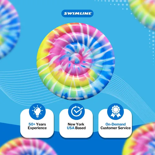 Vista 8 de SWIMLINE Flotador de piscina original Tie Dye (espiral), tumbona de vinilo duradero para adultos y adolescentes, divertido flotador de piscina