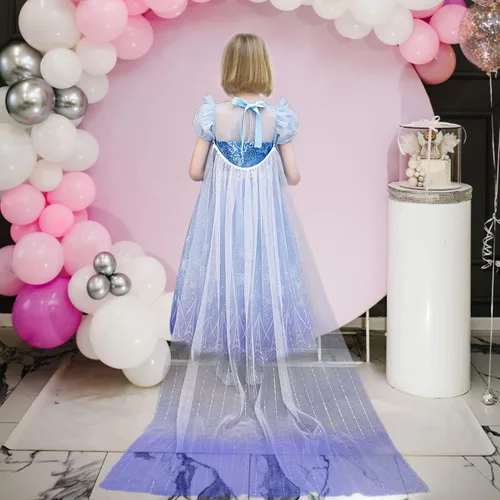 Vista 6 de Vestido para niñas, disfraz de Elsa para niños, vestido de princesa con lentejuelas, para fiesta de Halloween, Navidad, noche, desfile, Elsa