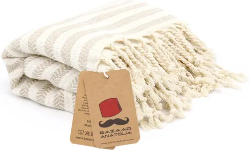 Vista 8 de Toalla de baño turca, 100% algodón, 71 x 39 pulgadas, beige arpa