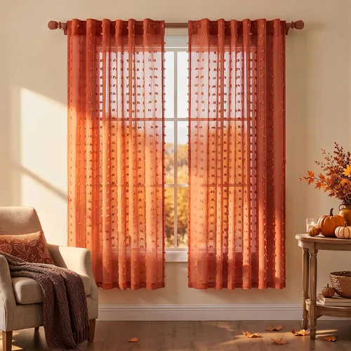 Vista 36 de Cortinas negras KOUFALL de 45 pulgadas de largo para ventana de cocina, cortinas transparentes con pompones y textura de encaje bohemio con bolsillo