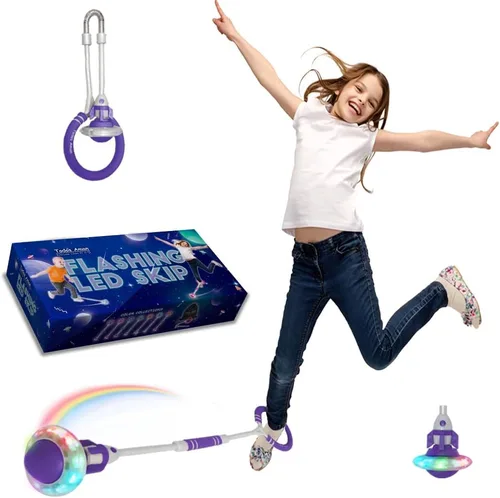 Vista 11 de Rocket Flashing LED Ankle Skip Fun Cool Jumping Gift for Ages 5 6 7 8 9 10+ Kids NO Battery Charging Needed Family Exercise Fitness Coordination Azul