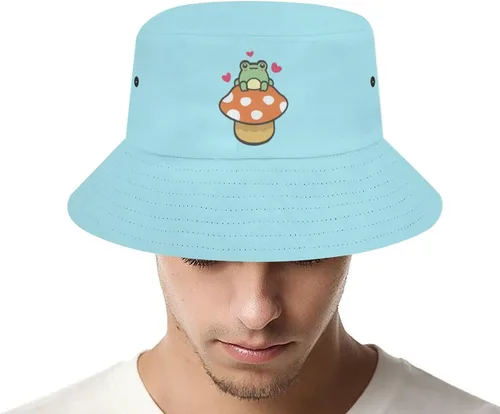 Vista 5 de Sombrero de pescador unisex con diseño de rana de dibujos animados, sombrero de verano para la playa, sombrero de sol para niñas y niños, gorra