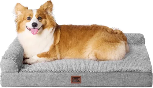 Vista 37 de EHEYCIGA - Cama ortopédica para perros de tamaño mediano, cama de espuma viscoelástica para perros, color beige Small Dog Sofa with Washable