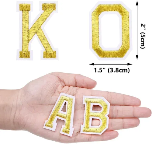 Vista 3 de Locomo - Parche para planchar con letras individuales del alfabeto, parche bordado de la A a la Z, insignia de nombre, adorno de apliques