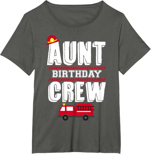 Vista 66 de Aunt Birthday Crew Fire Truck Fireman - Camiseta para fiesta de acogida, Negro, S