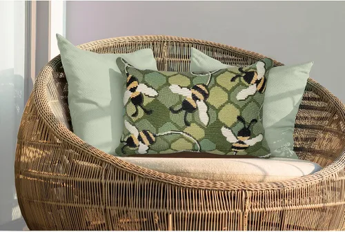Vista 8 de Liora Manne Marina - Almohadas de fácil cuidado para interiores y exteriores, 12 x 18 pulgadas, color verde Verde Libre de Abejas