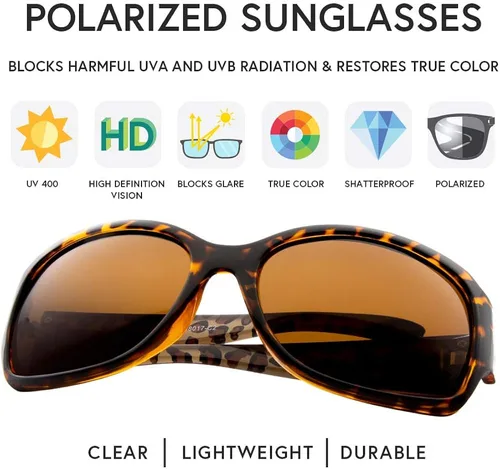 Vista 3 de VITENZI Gafas de sol polarizadas para mujer gafas de sol retro moda vintage Jackie O de gran tamaño Vittoria