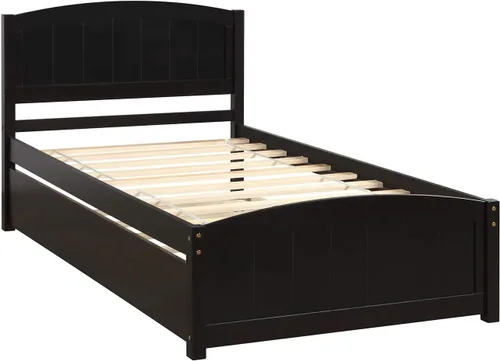 Vista 7 de Harper & Bright Designs Cama de plataforma de tamaño individual con nido, color espresso