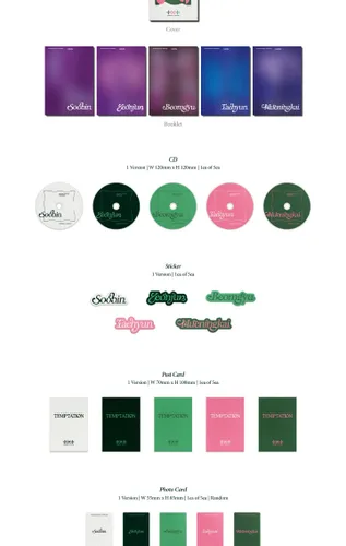 Vista 3 de TXT The Name Chapter : TEMPTATION 5th Mini Album Lullaby Version Mini poster on pack+Photobook+Sticker+Postcard+Photocard+Tracking TOMORROW X