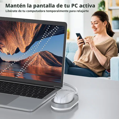 Vista 2 de Mouse Jiggler, dispositivo de movimiento de mouse indetectable con cable USB sin unidad y adaptador USB, movimiento físico automático del mouse