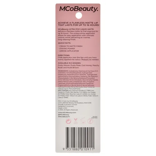 Vista 2 de MCoBeauty Ultra Stay - Lápiz labial líquido mate, color malva polvoriento, para mujer, lápiz labial de 0.16 onzas Arándano