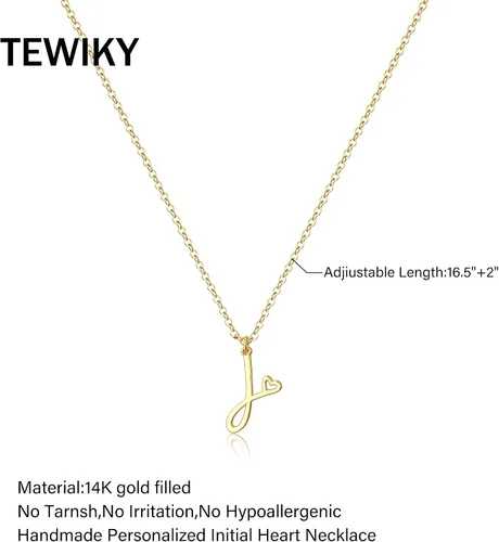 Vista 5 de Tewiky Initial Necklace for Women-14k Gold Filled Dainty Letter Necklaces Trendy Cute Custom Personalized Monogram