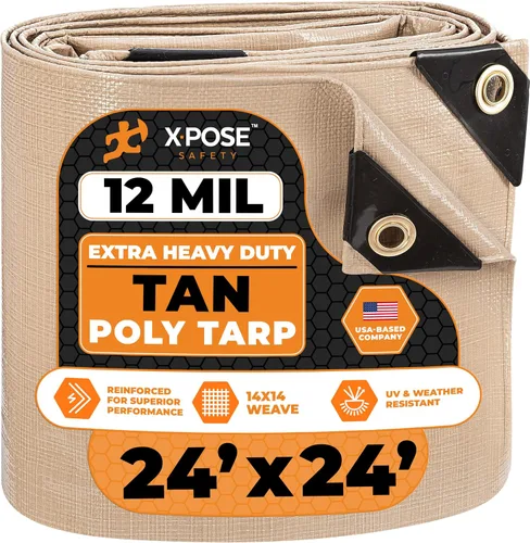 Vista 33 de Xpose Safety Lona protectora de polietileno plateado resistente de 5 x 7 pies - Funda protectora multiusos - Duradera, resistente al agua