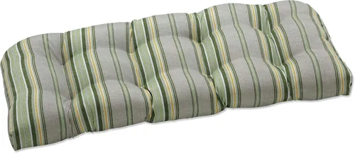 Vista 14 de Pillow Perfect - Cojín capitoné, resistente a la intemperie y la decoloración, para sofá de mimbre/columpio de exterior, bordes redondos, 19 x 44