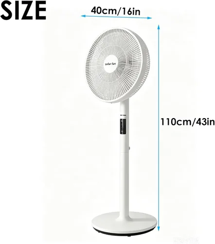 Vista 8 de Ventilador solar portátil de 16 pulgadas, ventilador derecho oscilante Negro