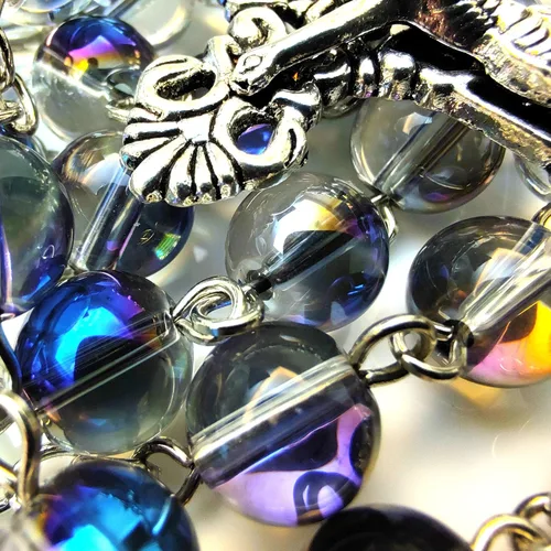 Vista 3 de Rosario Cuentas Chaplet Dazzle Cristal Artificial Rosery Cruz Regalos Católicos