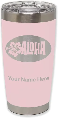 Vista 22 de LaserGram Taza aislada al vacío de 20 onzas, Aloha, grabado personalizado incluido (negro) Engraved Gift, Vacuum Insulated Stainless Steel, Laser