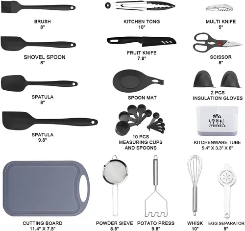 Vista 3 de Kithcen Utensil set 46 Cooking Utensils Nylon and Stainless Steel Utensils Kitchen Tool Set,Baking Set Kitchen Set Spatula Set Kitchen Gadgets