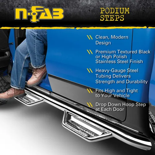 Vista 4 de RealTruck Podium LG Steps para Toyota Tacoma Longitud de Cabina, Acero Inoxidable, Negro Texturizado HPT1580CC-TX Compatible con Toyota Tacoma