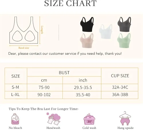 Vista 6 de Eleplus - Brasier cómodo de 4 piezas para mujer, brasier corto para yoga, corpiño largo acolchado, paquete de 4