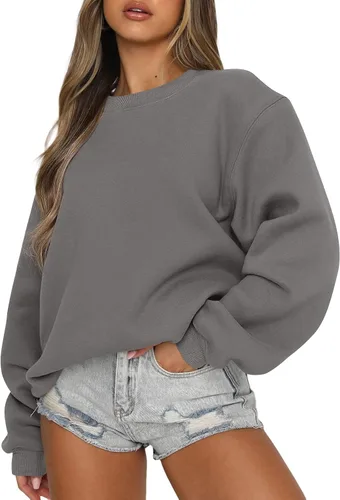 Vista 7 de EFAN Sudaderas de forro polar Y2K de gran tamaño con cuello redondo para Albaricoque
