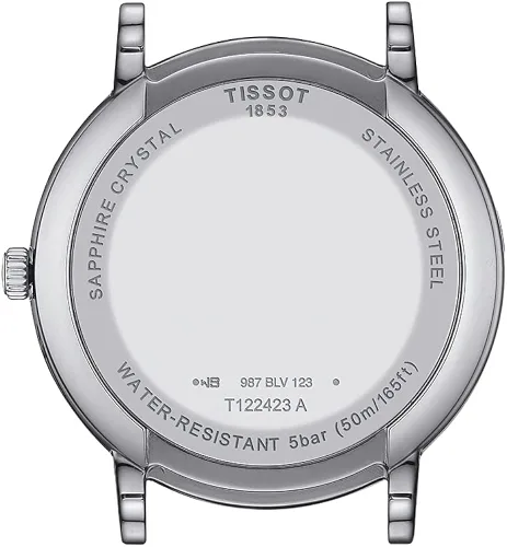 Vista 3 de Tissot Carson Premium Gent Moonphase 316L Reloj de cuarzo suizo con caja de acero inoxidable para hombre azul cuero 20 T1224231604300 Azul Reloj