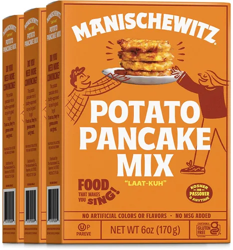 Vista 4 de Manischewitz - Mezcla de panqueques de papa (2 unidades) sin gluten, sin MSG, estilo tradicional