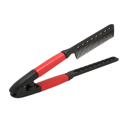 Vista 4 de Peine alisador de cabello, 3 piezas portátil multiusos en forma de V peine recto para cabello anudado