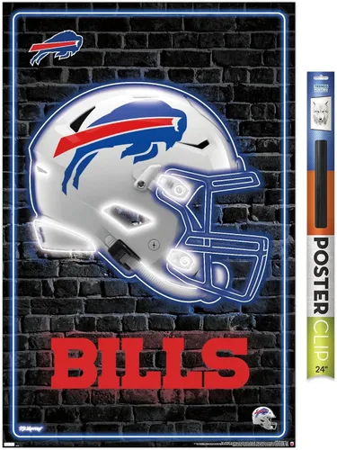 Vista 14 de NFL Buffalo Bills - Póster de pared con casco neón, 22.4 pulgadas de largo x 14.7 pulgadas de ancho, versión enmarcada de madera de granero