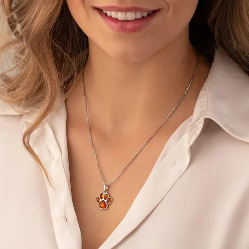 Vista 2 de PEORA Collar con colgante de animal de ámbar báltico genuino para mujer en plata de ley con cadena de 18 pulgadas