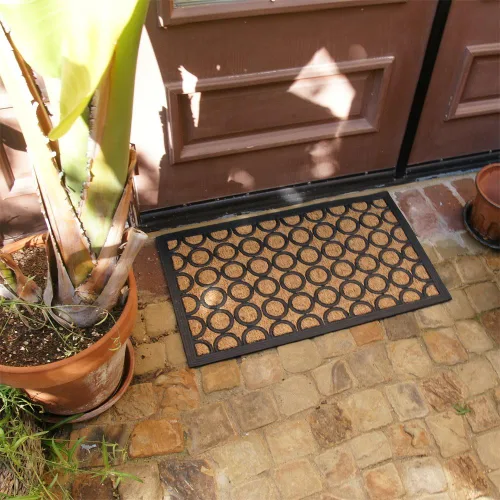 Vista 4 de Rubber-Cal Felpudo de goma Coco para exteriores, diseño tranquilo, 18 x 30 pulgadas