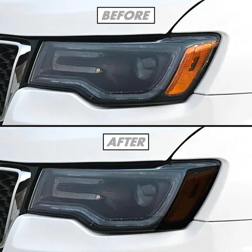 Vista 7 de SlickMod Vinilo PreCortado Tinta de Humo para Faro y Antiniebla de Jeep Grand Cherokee 2014-2021 (1. Faro, 20 por ciento de Humo Oscuro)