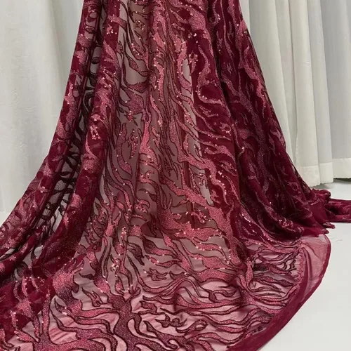 Vista 6 de Mahacraft - Elegante malla de encaje de tul francés con lentejuelas africanas para fiesta de boda nigeriana costura tela de encaje de tul africano