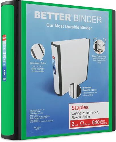 Vista 61 de Carpeta con anillos en forma de "D" de 1 pulgada para mejor visualización Staples, Negro