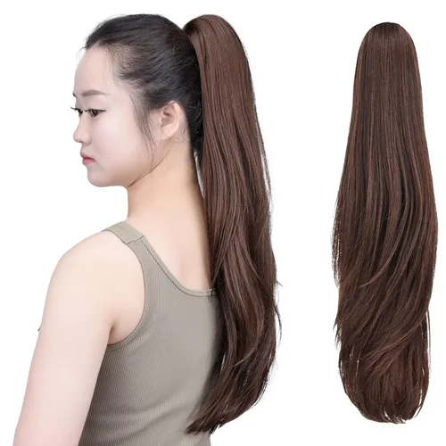 Vista 33 de SYXLCYGG Auburn Clip Cola de caballo Clip Cola de caballo Extensión de cola de caballo ondulado 10 pulgadas 3.5 oz pelo sintético falso pieza