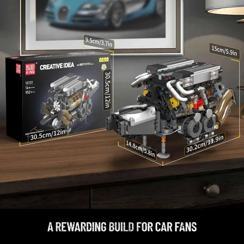 Vista 5 de Mould King 10131 W16 Juegos de Bloques de Construcción de Motor, Kit de Modelo de Motor V8 que Funciona, Construye tu Propio Motor Modelo STEM
