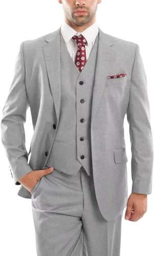 Vista 6 de Traje ajustado de 3 piezas para hombre, chaqueta de 2 botones para hombre, chaleco y pantalones para boda, graduación, negocios formales