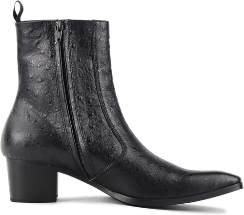 Vista 3 de Chelsea Botas de cuero para hombre, botas de tobillo para motocicleta, zapatos de tacón casual