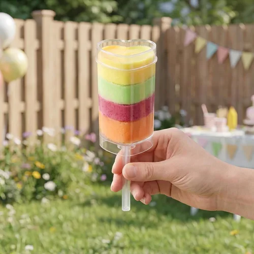 Vista 4 de Jucoan Paquete de 50 recipientes de plástico con forma de corazón para tartas, cupcakes de helado de gelatina con tapas para el día de San Valentín