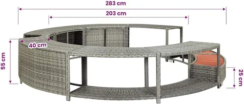 Vista 3 de vidaXL Hot Tub Surround Gray Poly Rattan Gris