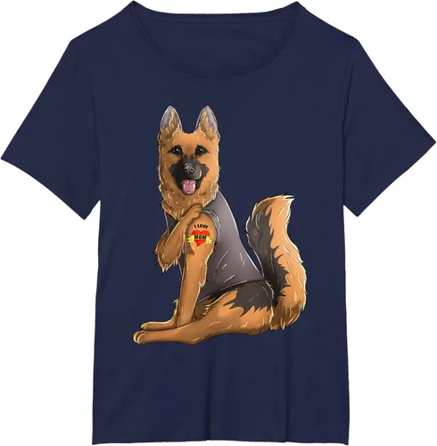 Vista 10 de Camiseta de perro con tatuaje de pastor alemán I Love Mom para el día de la madre, Negro, S