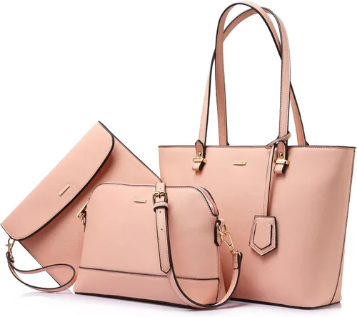 Vista 16 de LOVEVOOK Bolsos de mano para mujeres, bolsos de hombro, bolso tote, bolso satchel, bolso hobo, conjunto de bolso de 3 piezas