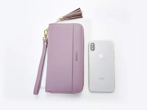 Vista 3 de Cyanb, carteras para mujeres, doblada, para muñeca, damas bolso largo con correa.