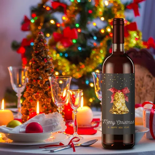 Vista 5 de Botella de vino Sticekr (Navidad)
