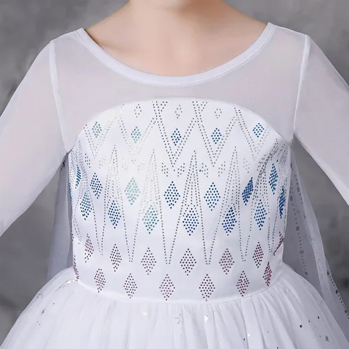 Vista 4 de TSIZFXI Elsa - Vestidos de princesa para niñas, fiesta de cumpleaños con accesorios de 3 a 8 años
