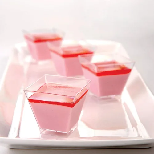 Vista 8 de Tosnail Paquete de 100 vasos de postre de plástico transparente de 2 onzas con 100 cucharas de postre, tazas cuadradas de aperitivo de parfait