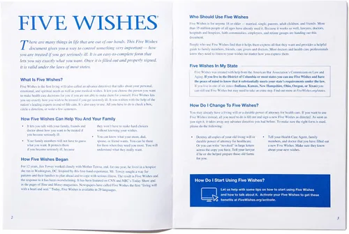 Vista 5 de Five Wishes Planificación anticipada de cuidados y testamento vital: Directivas de fin de vida Documento legal