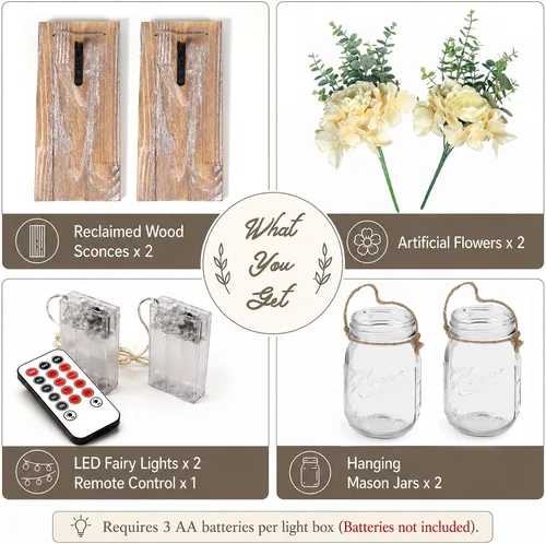 Vista 59 de Decoración rústica de madera para colgar en la pared con tira de luces LED para sala de estar y dormitorio modernos, estilo campestre inspirador