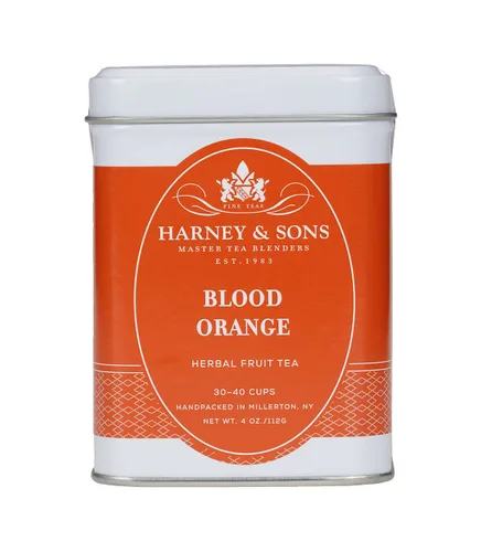 Vista 2 de Harney & Sons - Té de hierbas de naranja sanguina, lata de hojas sueltas, 4 onzas Mezcla de frutas de hierbas con naranja sanguina, manzana