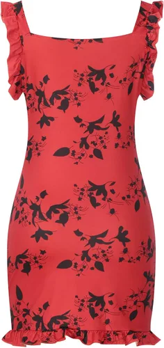 Vista 8 de HGps8w Minivestido sexy con volantes fruncidos para mujer con cuello en V sin mangas con estampado floral para fiestas y salidas nocturnas